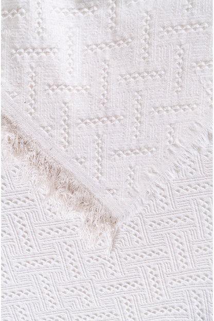 Pamuklu Koltuk Örtüsü Saçaklı - Çok Amaçlı Örtü - Koltuk Şalı - Kolları Kapatmaz - 170x220 cm