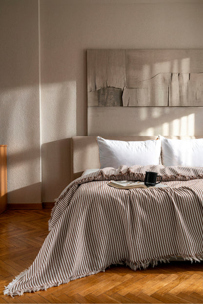 Çift Kişilik Yatak Örtüsü - Pike - Çok Amaçlı Örtü - 220 X 240 Cm - Pamuklu Dokuma - Premium Quality