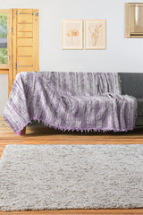 Lüks Kaymaz Koltuk Örtüsü · 170x220 cm – Çizgili Saçaklı Pamuklu