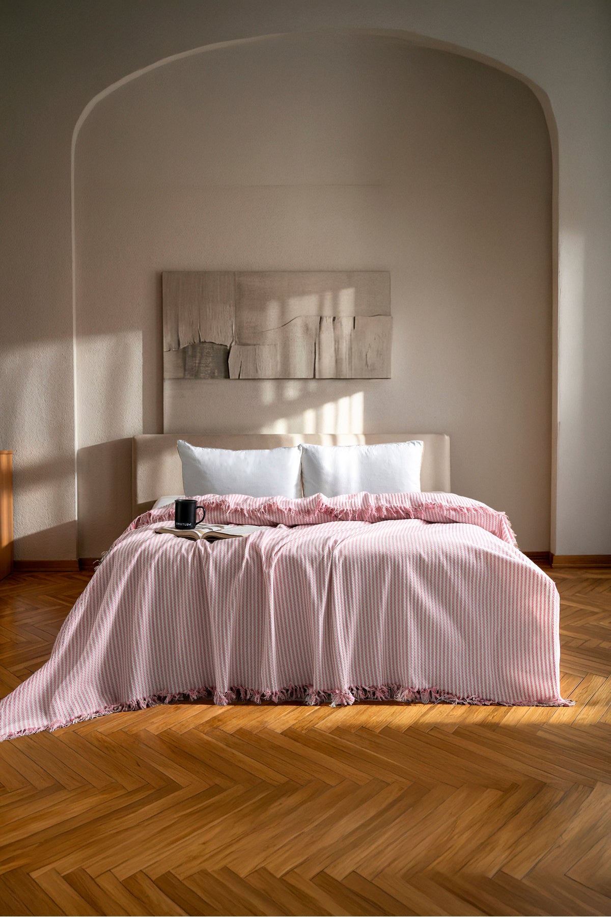 Çift Kişilik Yatak Örtüsü - Pike - Çok Amaçlı Örtü - 220 X 240 Cm - Pamuklu Dokuma - Premium Quality
