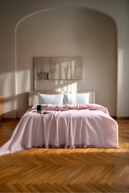 Çift Kişilik Yatak Örtüsü - Pike - Çok Amaçlı Örtü - 220 X 240 Cm - Pamuklu Dokuma - Premium Quality