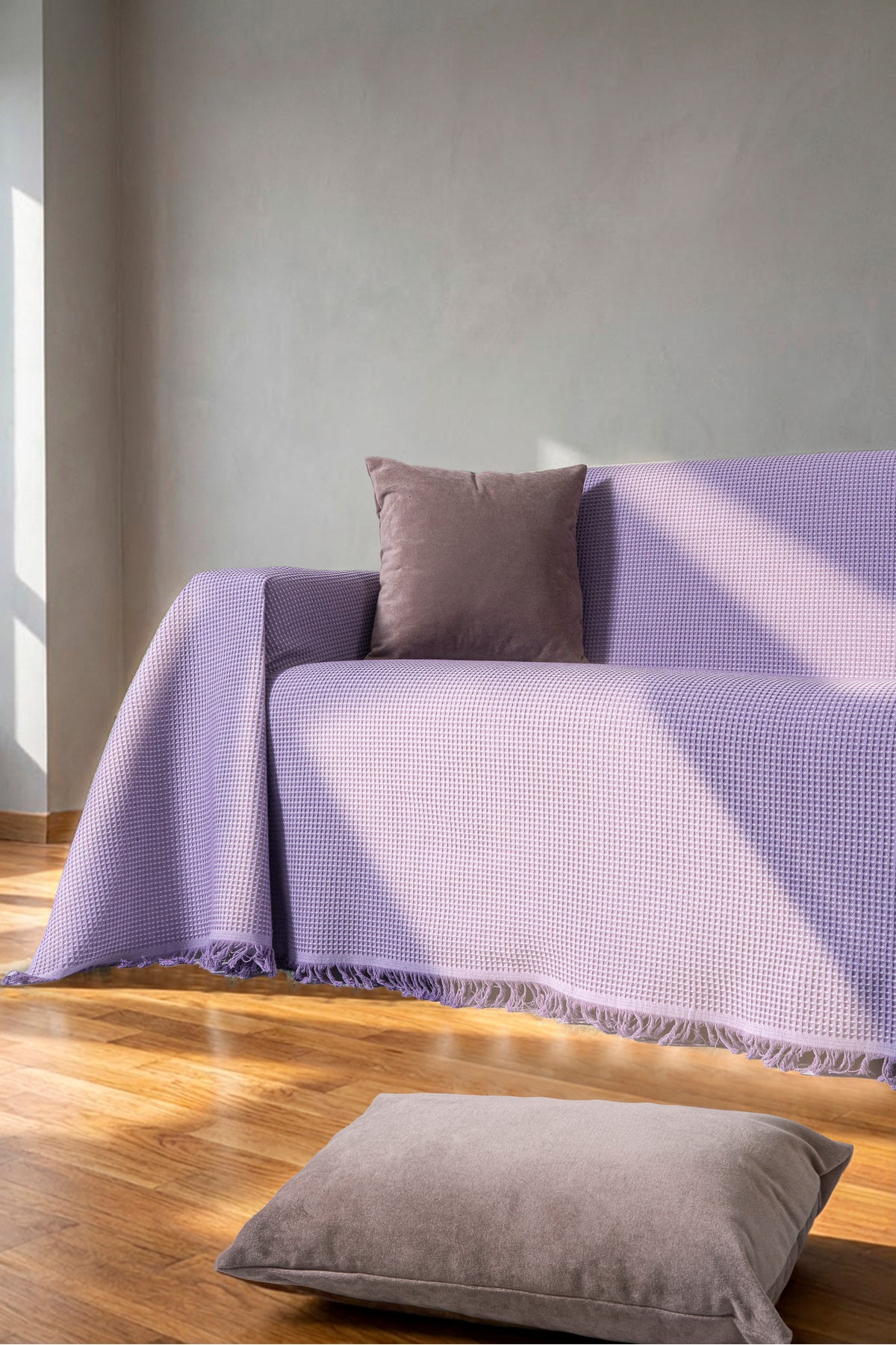 Pamuklu Dokulu Saçaklı Koltuk Şalı 170x350 cm – Battal Boy Koltuk Örtüsü