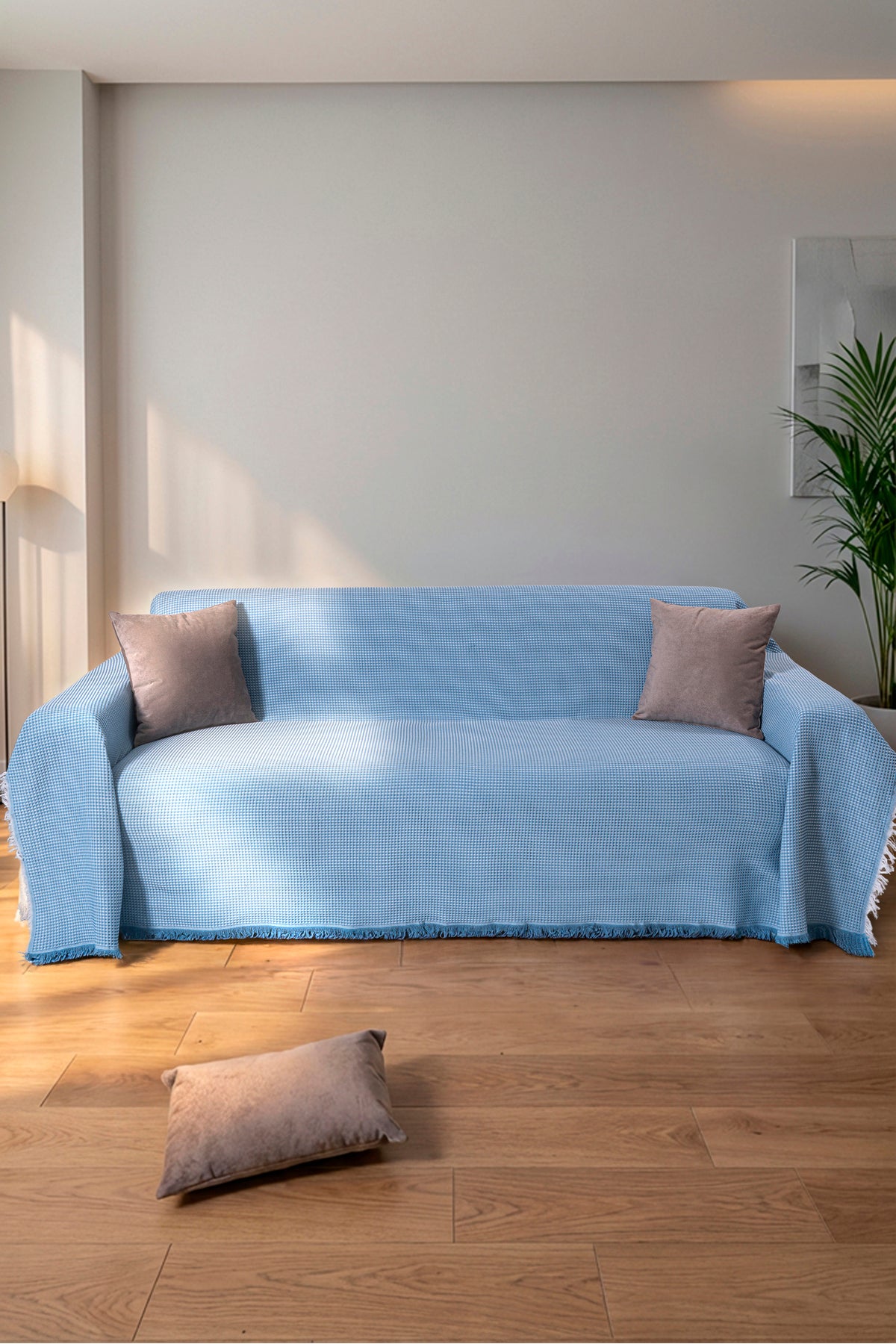 Pamuklu Dokulu Saçaklı Koltuk Şalı 170x350 cm – Battal Boy Koltuk Örtüsü