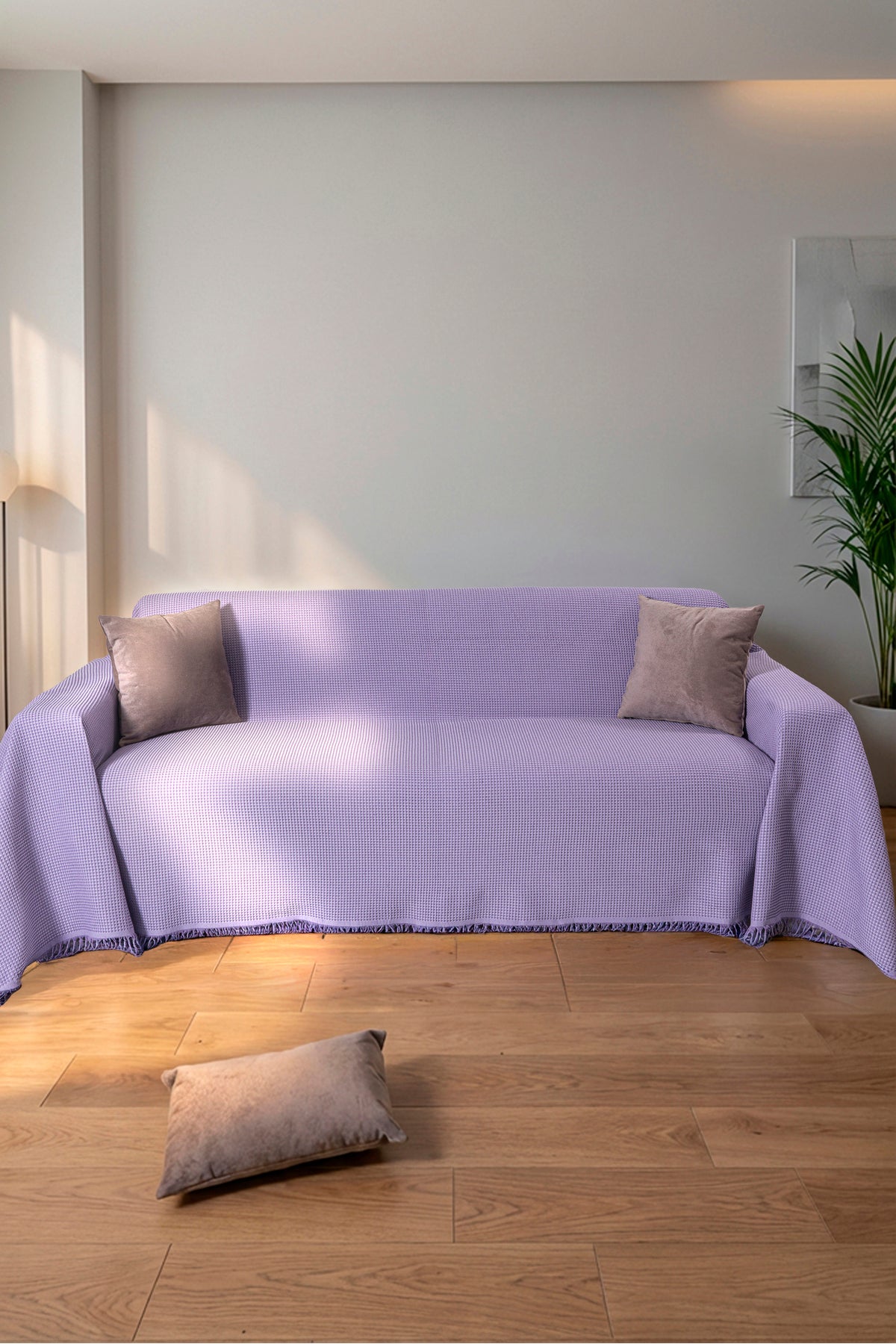 Pamuklu Dokulu Saçaklı Koltuk Şalı 170x350 cm – Battal Boy Koltuk Örtüsü