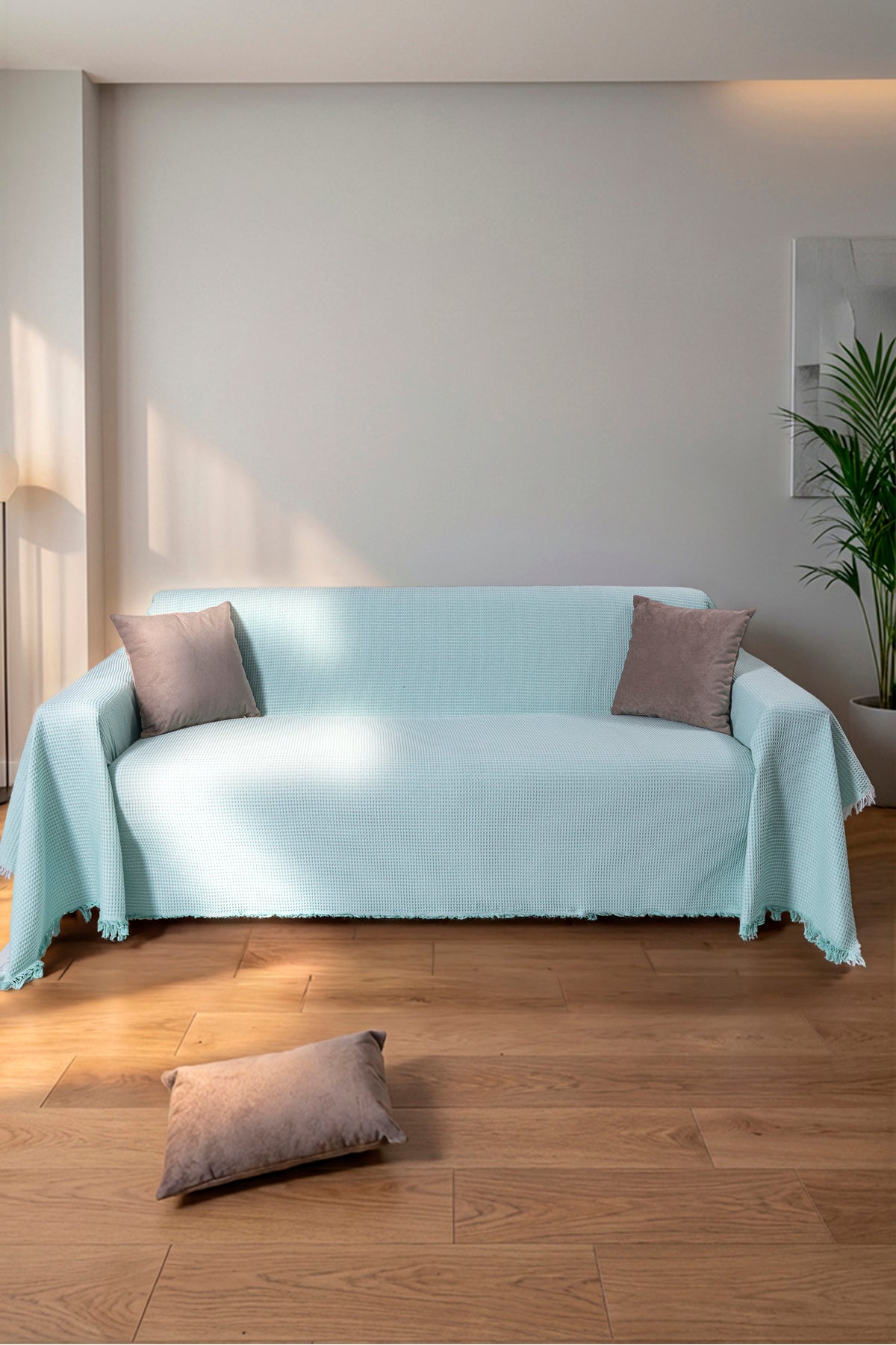 Pamuklu Dokulu Saçaklı Koltuk Şalı 170x350 cm – Battal Boy Koltuk Örtüsü