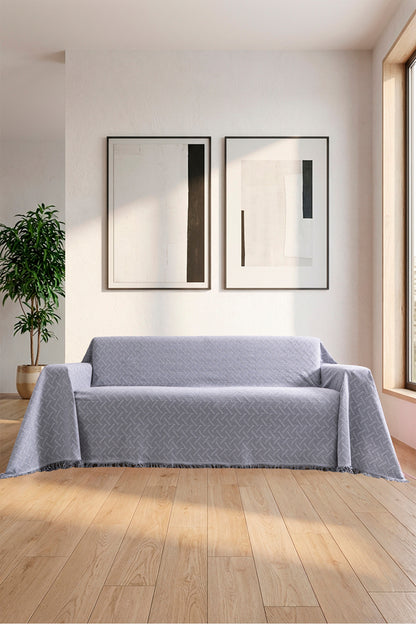 Pamuklu Koltuk Örtüsü Saçaklı - Çok Amaçlı Örtü - Koltuk Şalı - Kolları Kapatan - Battal Boy - 180x300