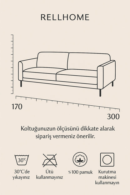 Pamuklu Dokulu Koltuk Şalı 170x300 cm Battal Boy – Saçaklı TV Battaniyesi & Dekoratif Koltuk Örtüsü - Bej/Beyaz