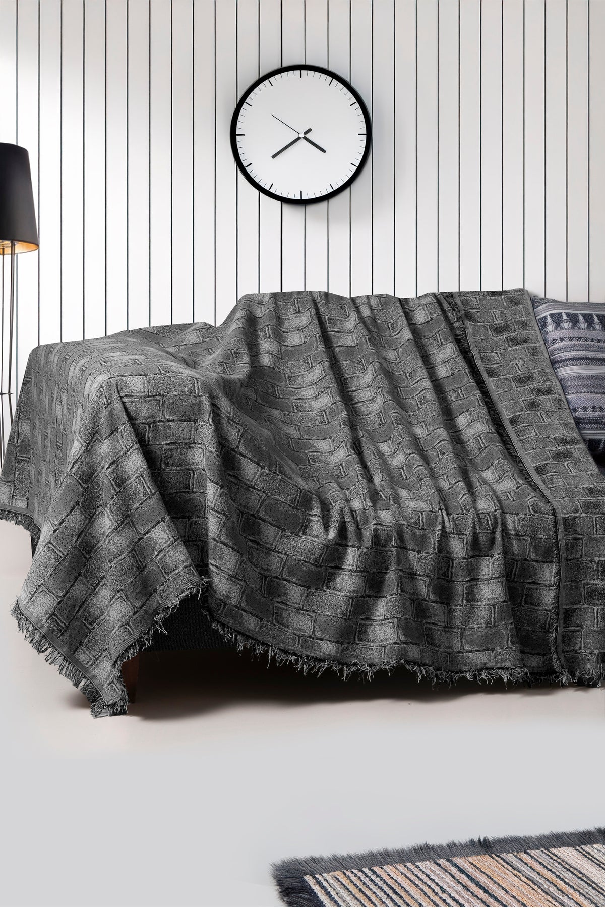 İkili Set Dokuma Koltuk Örtüsü Seti 170x220cm - Tuğla