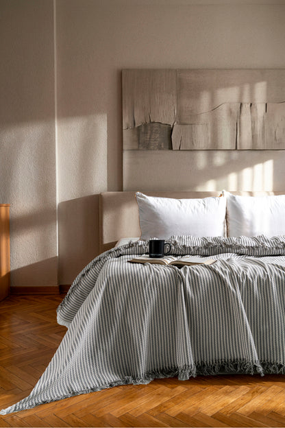 Çift Kişilik Yatak Örtüsü - Pike - Çok Amaçlı Örtü - 220 X 240 Cm - Pamuklu Dokuma - Premium Quality