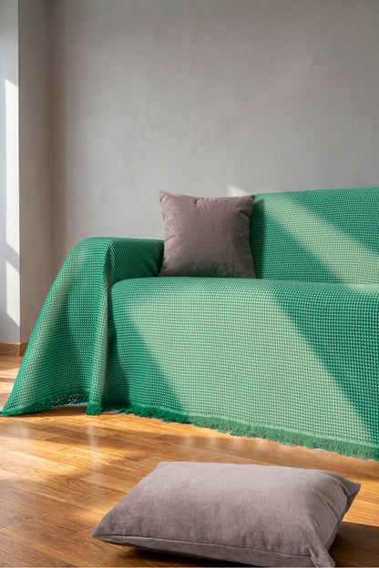 Pamuklu Dokulu Saçaklı Koltuk Şalı 170x350 cm – Battal Boy Koltuk Örtüsü