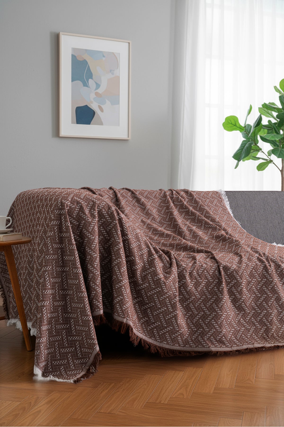 Bohem Tarz Koltuk Şalı 170x220 cm – Saçaklı TV Battaniyesi & Dekoratif Koltuk Örtüsü