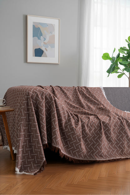 Bohem Tarz Koltuk Şalı 170x220 cm – Saçaklı TV Battaniyesi & Dekoratif Koltuk Örtüsü