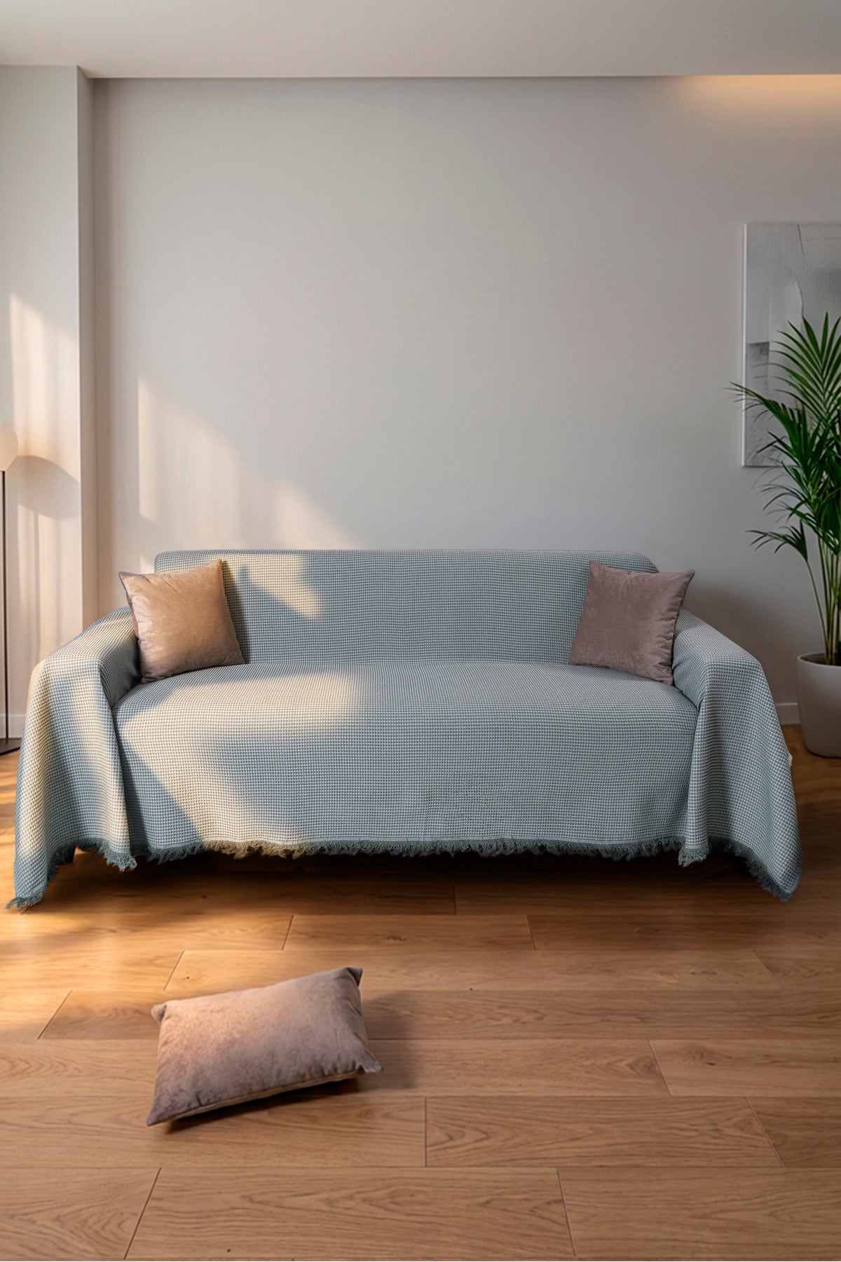 Pamuklu Dokulu Saçaklı Koltuk Şalı 170x350 cm – Battal Boy Koltuk Örtüsü