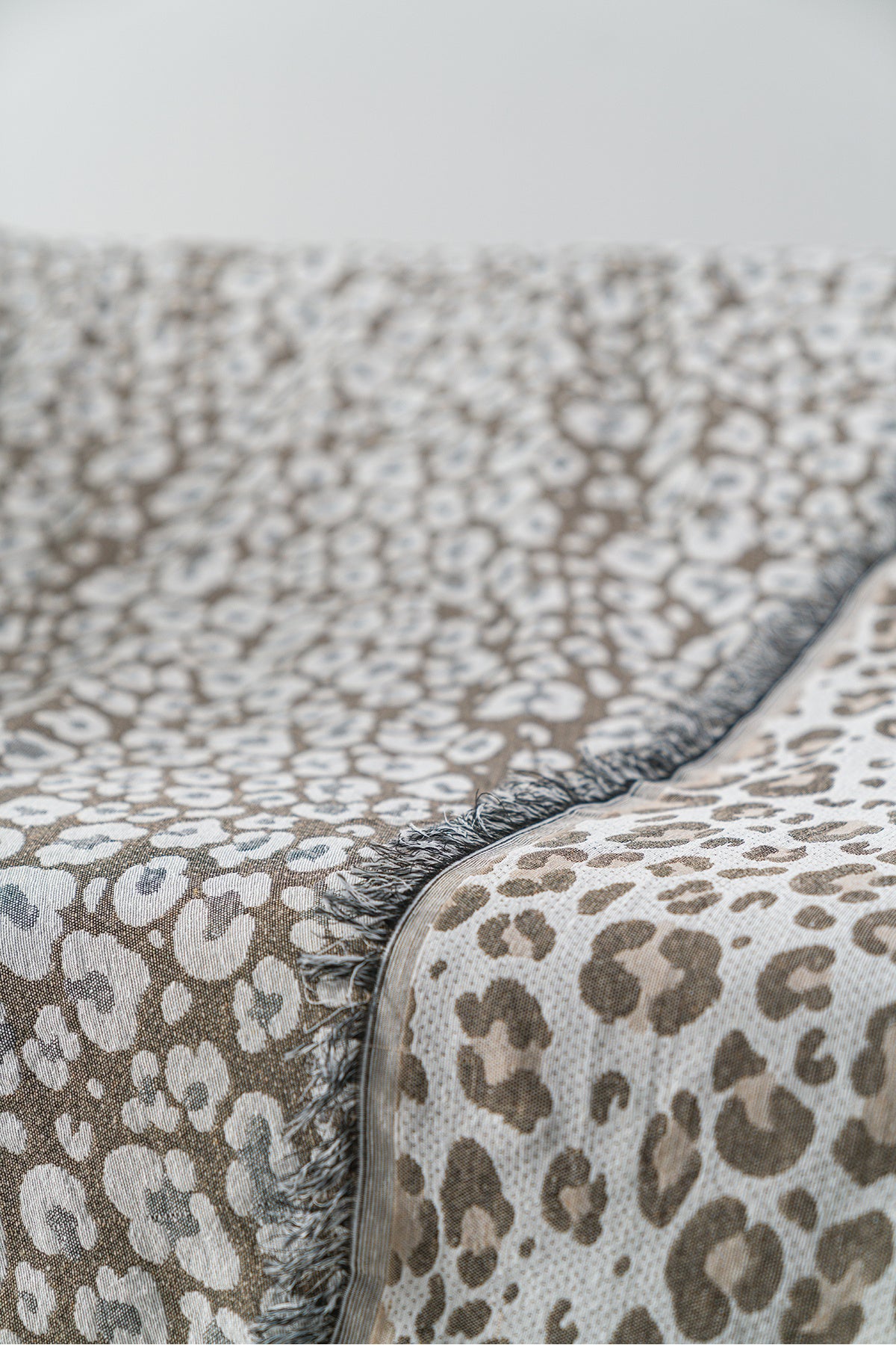 Ikili Set Dokuma Koltuk Örtüsü Seti 170x220cm - Leopar Bej