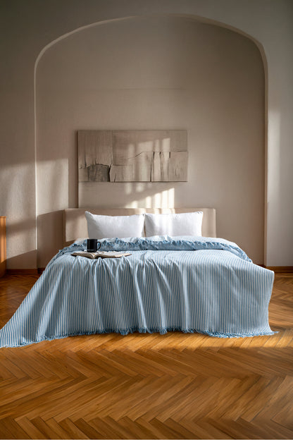Çift Kişilik Yatak Örtüsü - Pike - Çok Amaçlı Örtü - 220 X 240 Cm - Pamuklu Dokuma - Premium Quality