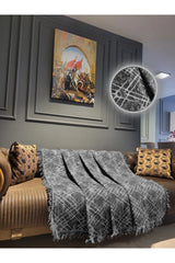 Lüks Kaymaz Koltuk Örtüsü · 170x210 cm – Çapraz Desenli Çift Taraflı Pamuklu