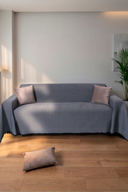Pamuklu Dokulu Koltuk Şalı 170x300 cm Battal Boy – Saçaklı TV Battaniyesi & Dekoratif Koltuk Örtüsü