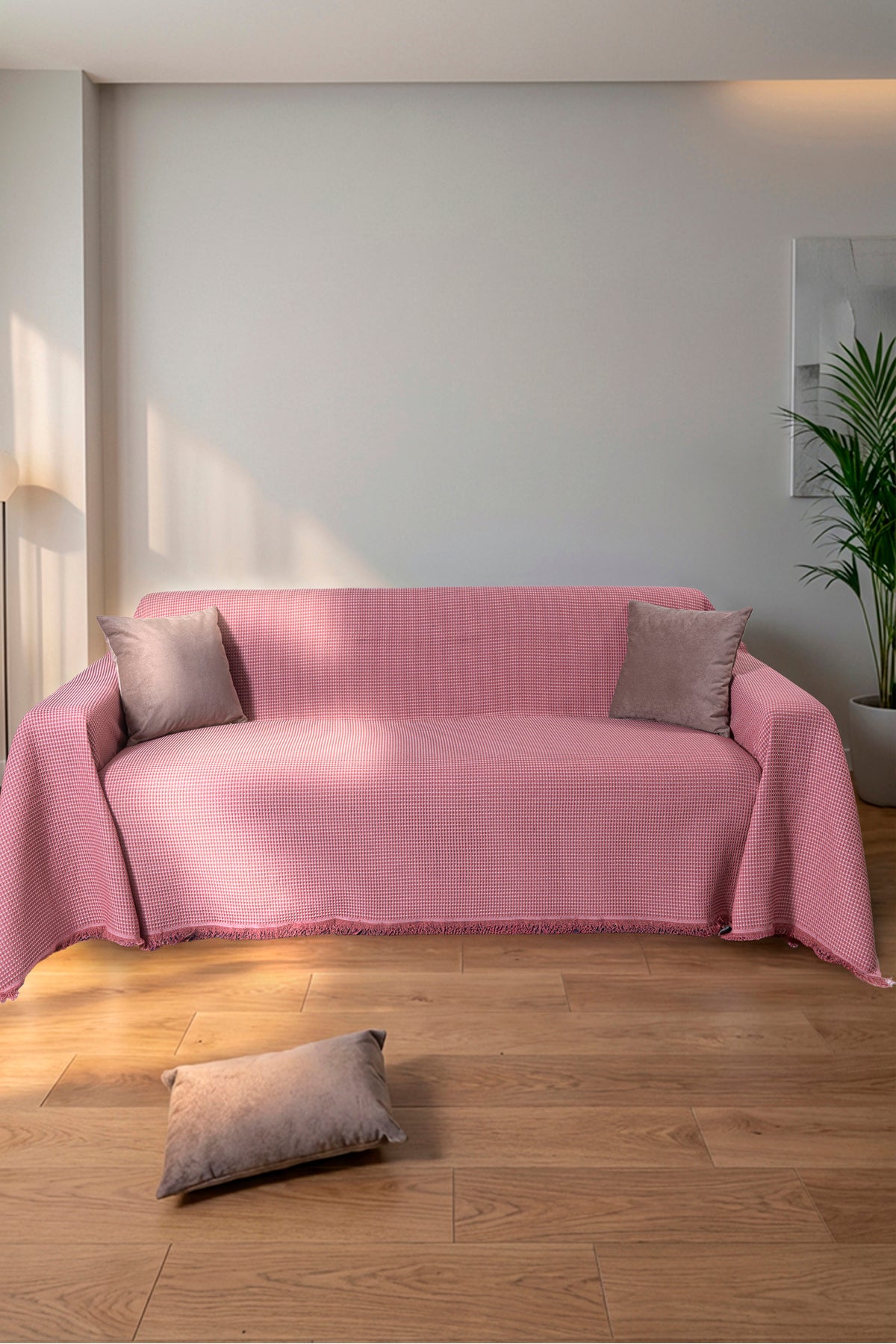 Pamuklu Dokulu Saçaklı Koltuk Şalı 170x350 cm – Battal Boy Koltuk Örtüsü