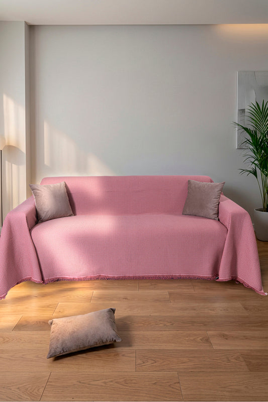 Pamuklu Dokulu Saçaklı Koltuk Şalı 170x350 cm – Battal Boy Koltuk Örtüsü