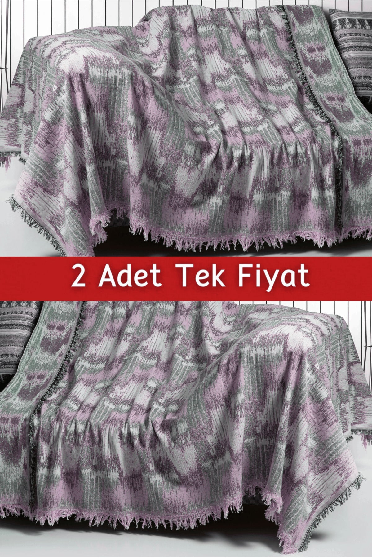 İkili Set Dokuma Koltuk Örtüsü Seti 170x220cm - Dalmaçyalı