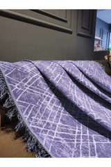 Lüks Kaymaz Koltuk Örtüsü · 170x210 cm – Çapraz Desenli Çift Taraflı Pamuklu