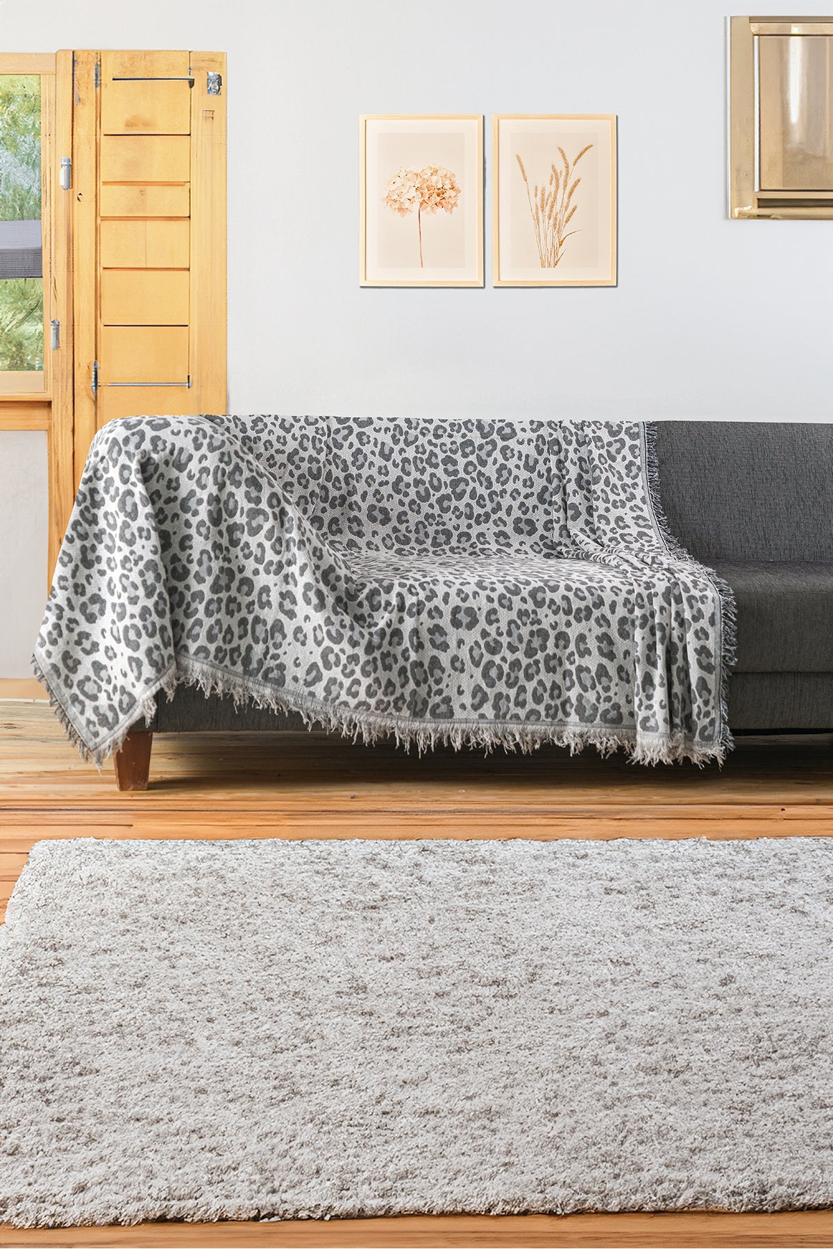 Ikili Set Dokuma Koltuk Örtüsü Seti 170x220cm - Gri