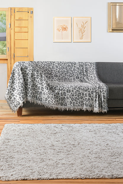Ikili Set Dokuma Koltuk Örtüsü Seti 170x220cm - Gri