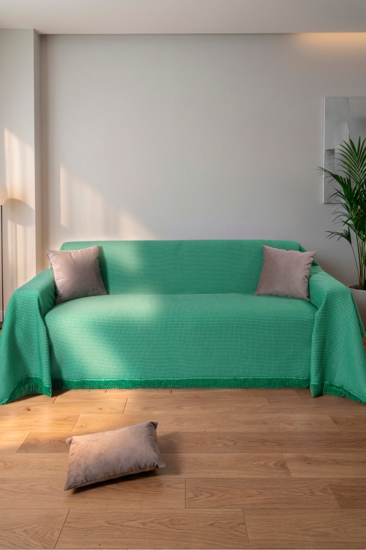 Pamuklu Dokulu Koltuk Şalı 170x300 cm Battal Boy – Saçaklı TV Battaniyesi & Dekoratif Koltuk Örtüsü