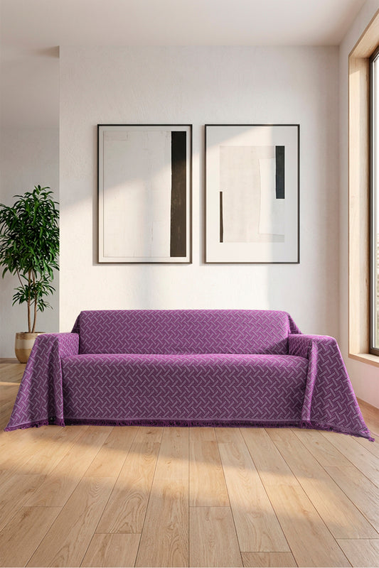 Pamuklu Koltuk Örtüsü Saçaklı - Çok Amaçlı Örtü - Koltuk Şalı - Kolları Kapatan - Battal Boy - 180x350