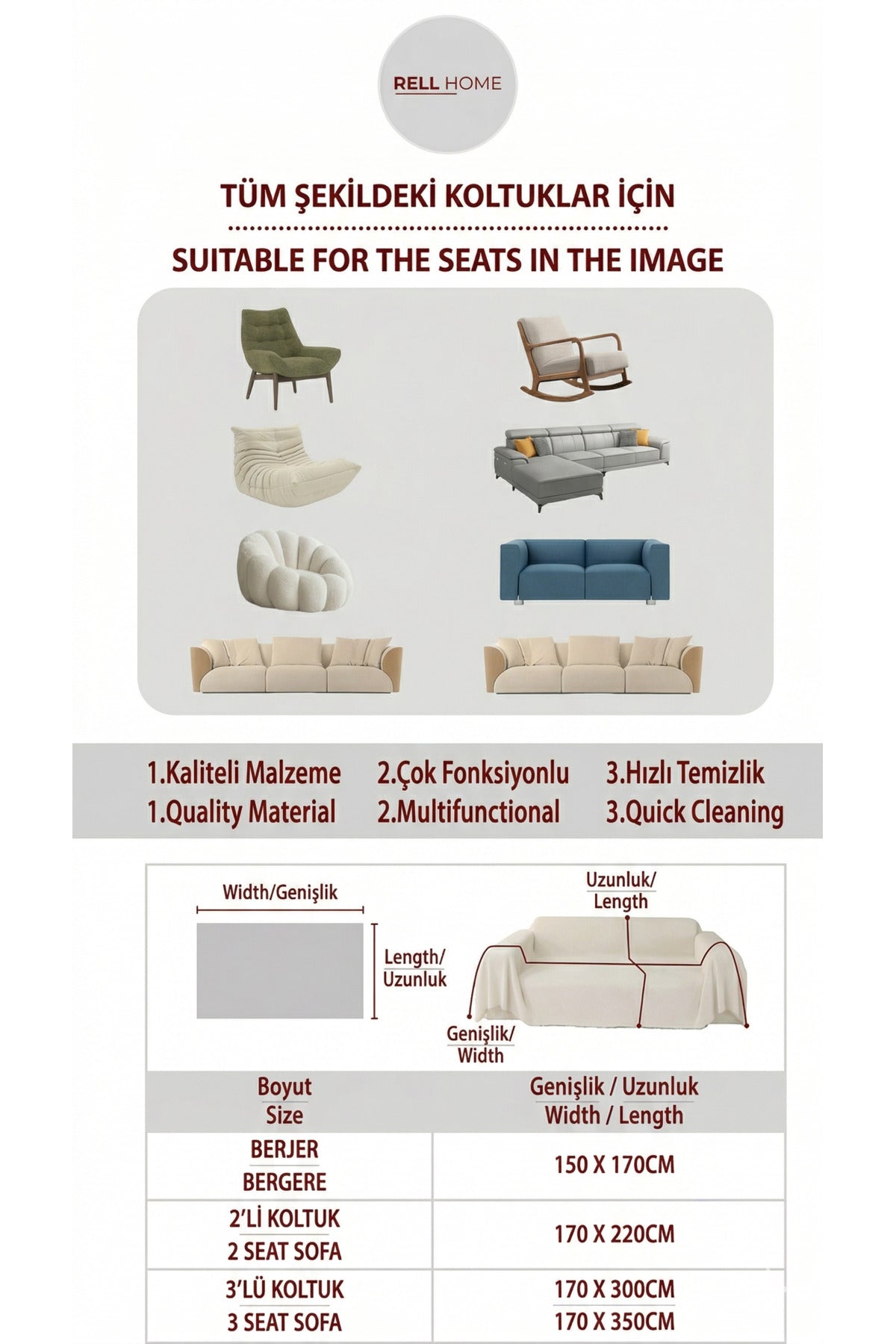 Berjer Örtüsü - Pamuklu Koltuk Örtüsü Saçaklı - Çok Amaçlı Örtü - Koltuk Şalı - Tv Örtüsü - 150x170
