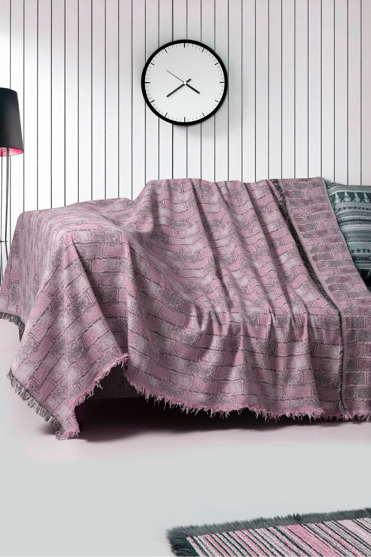 İkili Set Dokuma Koltuk Örtüsü Seti 170x220cm - Tuğla