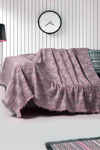 İkili Set Dokuma Koltuk Örtüsü Seti 170x220cm - Tuğla