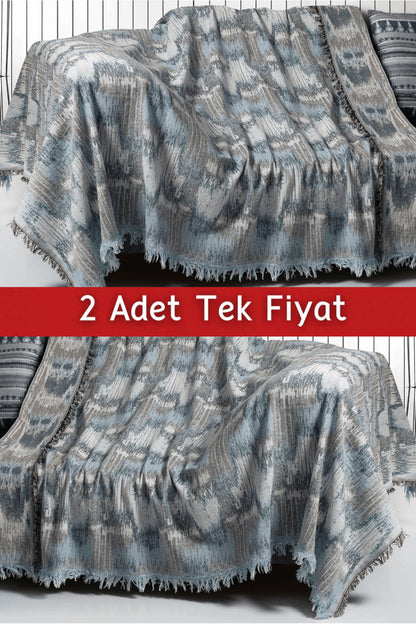 İkili Set Dokuma Koltuk Örtüsü Seti 170x220cm - Dalmaçyalı