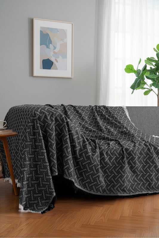 Bohem Tarz Koltuk Şalı 170x220 cm – Saçaklı TV Battaniyesi & Dekoratif Koltuk Örtüsü