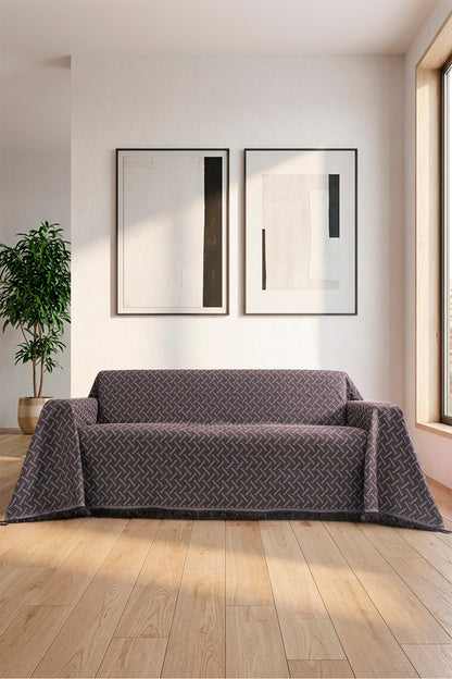 Pamuklu Koltuk Örtüsü Saçaklı - Çok Amaçlı Örtü - Koltuk Şalı - Kolları Kapatan - Battal Boy - 180x350