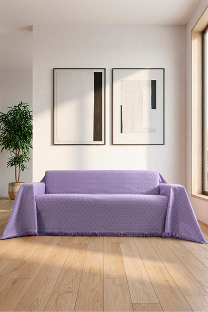 Pamuklu Koltuk Örtüsü Saçaklı - Çok Amaçlı Örtü - Koltuk Şalı - Kolları Kapatan - Battal Boy - 180x300