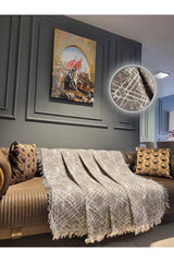 Lüks Kaymaz Koltuk Örtüsü · 170x210 cm – Çapraz Desenli Çift Taraflı Pamuklu