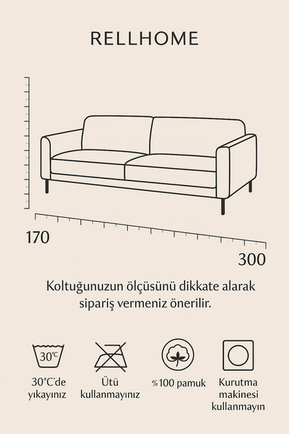 Pamuklu Dokulu Koltuk Şalı 170x300 cm Battal Boy – Saçaklı TV Battaniyesi & Dekoratif Koltuk Örtüsü - Bej/Beyaz
